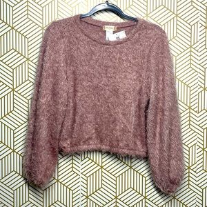 NWT Altar'd State Puff Sleeves Eyelash Knit Crop Sweater